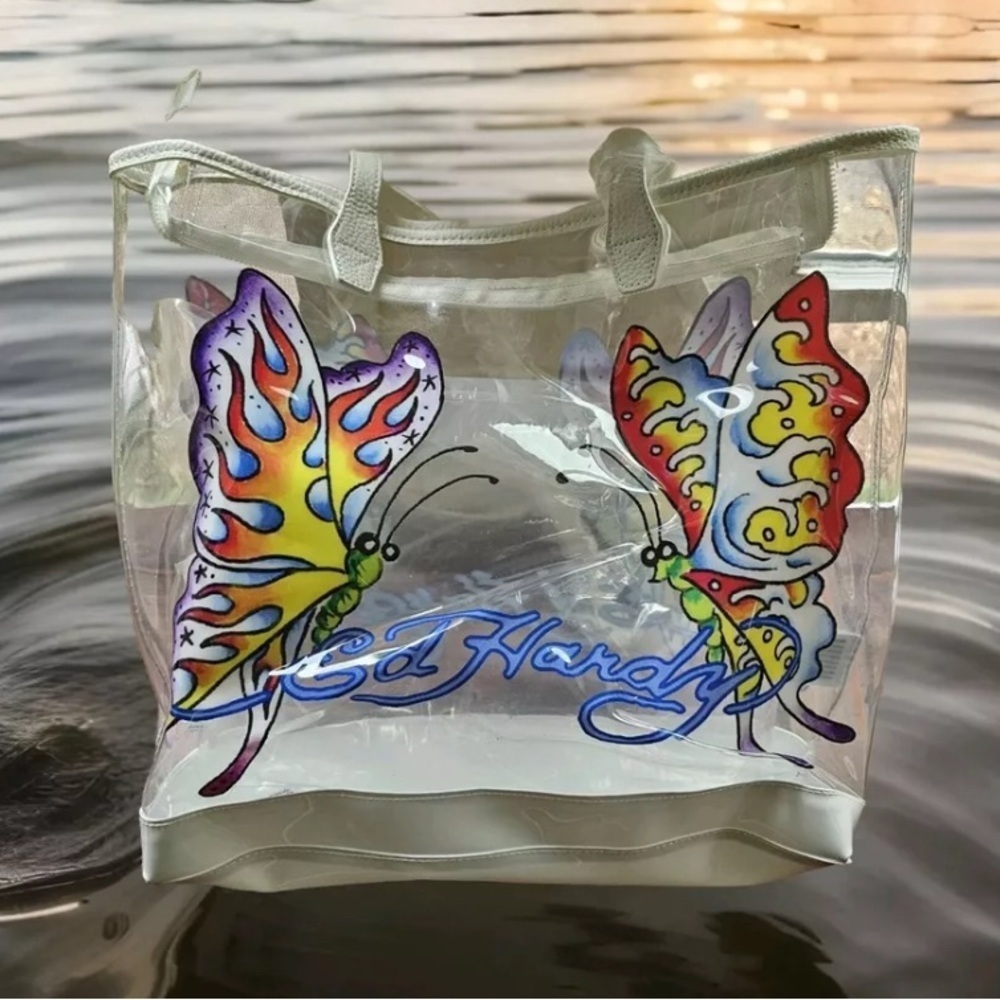 Ed Hardy Butterfly Clear Tote Bag NWT 🦋 MSRP $159 - Picture 5 of 16
